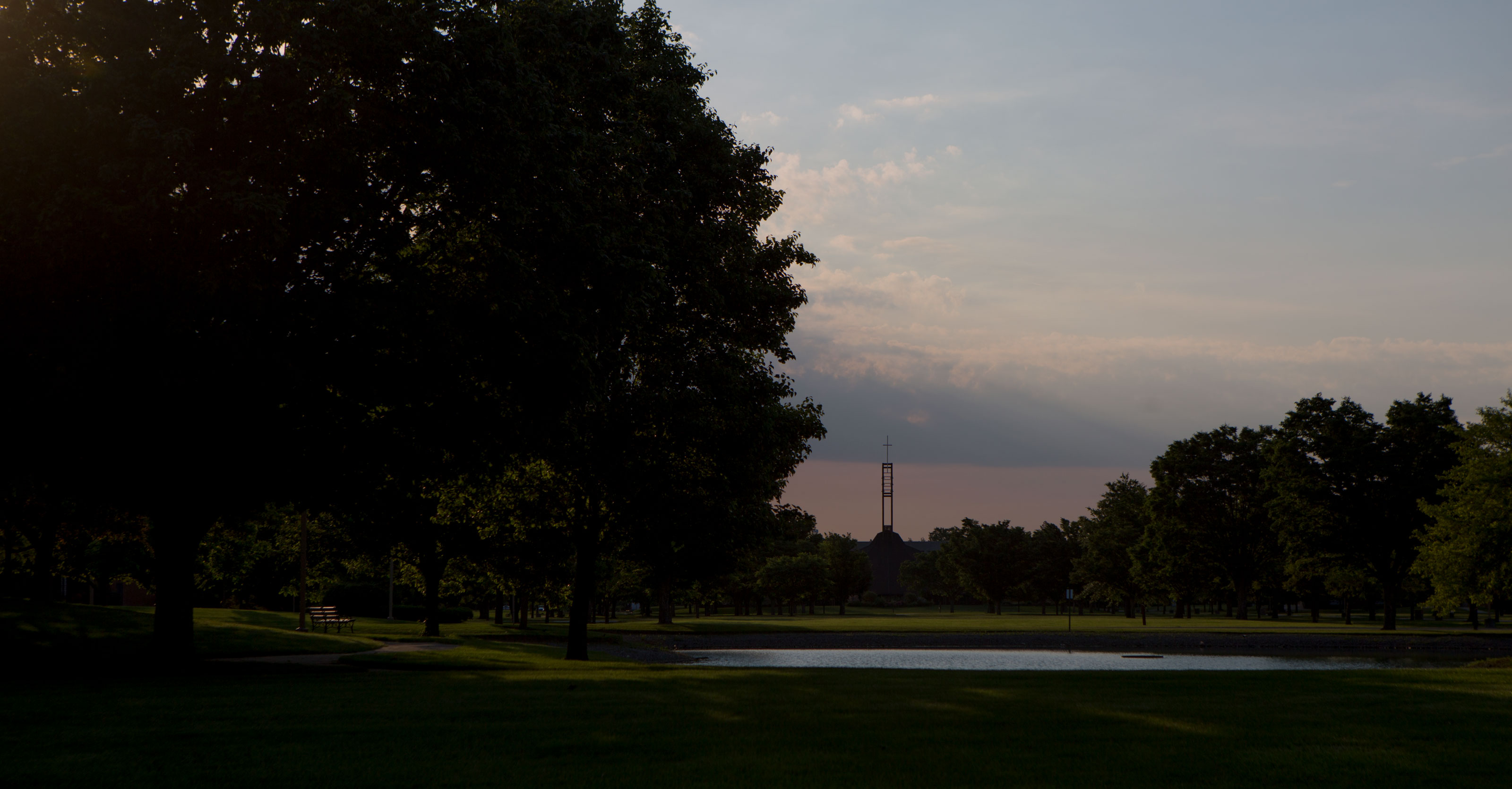 Sunset on campus at Ohio Northern University.