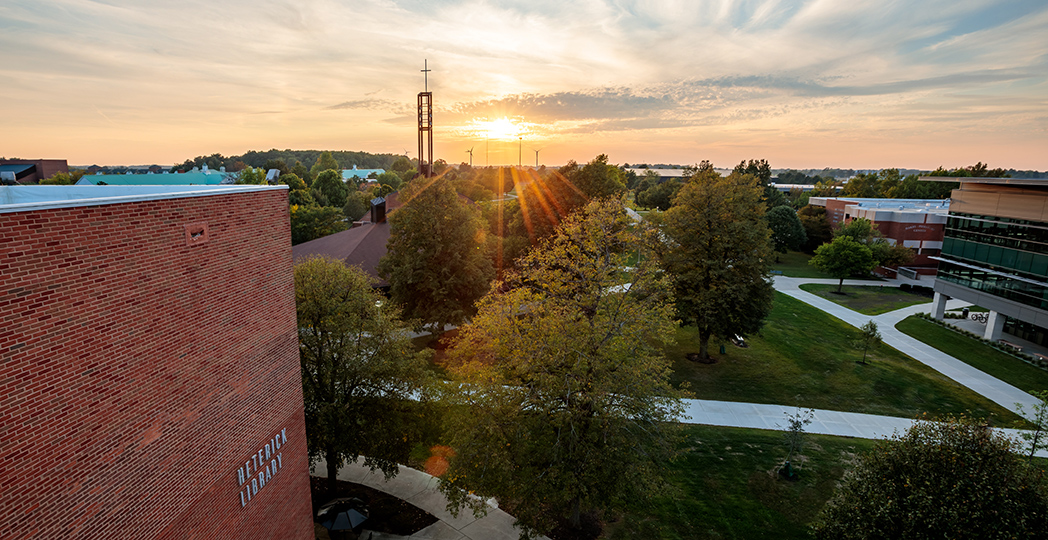 Sunset on the campus of Ohio Northern University